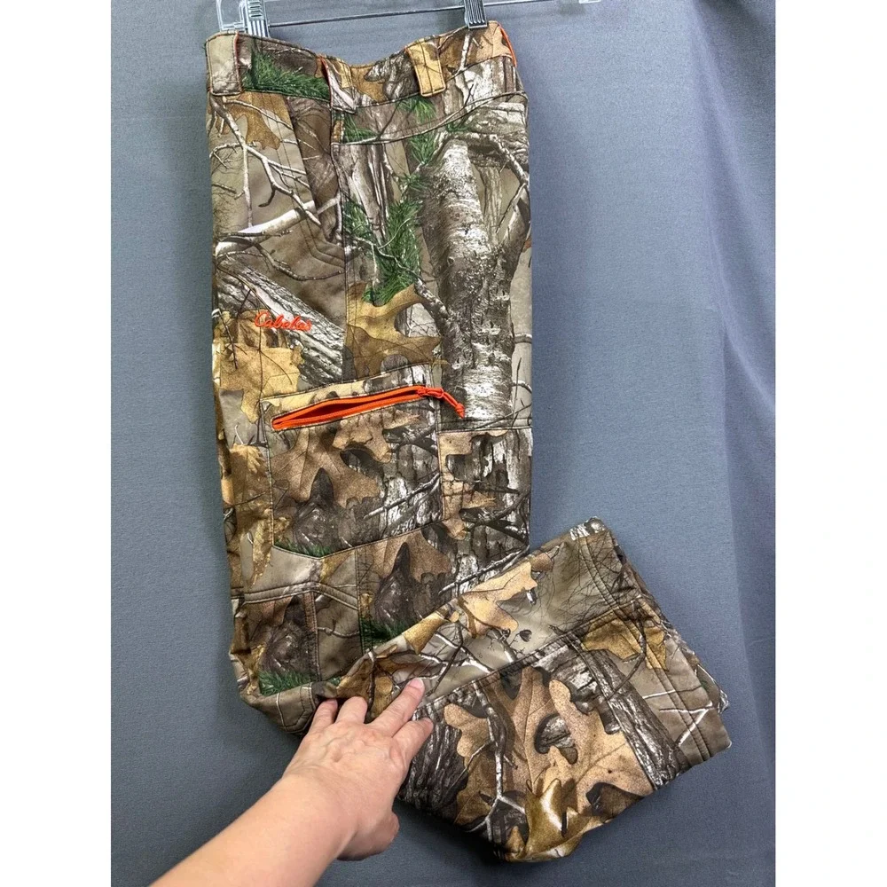 Cabelas Youth Realtree Xtra Camo Fleece Lined Hunting‎ Pants Orange Size L Kids